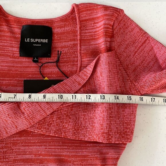 Le Superbe Twisted Sister Long Sleeve Knit Top in Red She Said Soft Viscose - Picture 10 of 16
